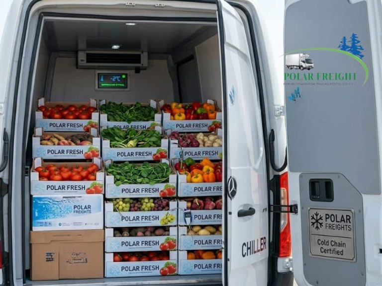 Freezer truck rental Dubai chiller van refrigerated transport Polar Freights cold chain logistics