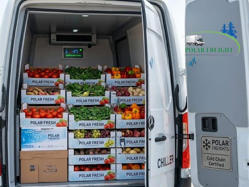 Freezer truck rental Dubai chiller van refrigerated transport Polar Freights cold chain logistics